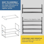 Sundaze Shoe Rack - 2 Tier Shoe Rack for Front Door Entrance, Sturdy Long Shoe Organizer for Closet, Bedroom, Entryway, Garag