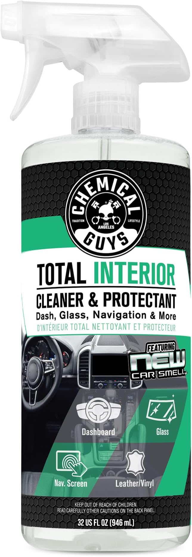 Chemical Guys Total Interior Cleaner and Protectant, New Car Smell, (Safe for Cars, Trucks, SUVs, Jeeps, RVs & More) Extra La