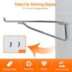 G.CORE Pegboard Shelf Hooks, 10-Pack 8" Silver Peg Board Brackets, 1/4" Peg Board Organizer Accessories, Peg Hooks Assortment
