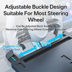 2 in 1 Large Steering Wheel Desk with Dual Slide-Out Trays, Steering Wheel Table Tray Fits for Most Cars, Adjustable Laptop Tray for Car