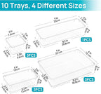 Vtopmart 10 Pcs Makeup Drawer Organizer Bins Set, 4 Size Plastic Makeup and Vanity Organizer Trays, Clear Acrylic Vanity Stor