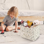 Storage Basket Boho Fabric Large Collapsible Floral Laundry Nursery Hamper Portable Folding Storage for Clothes Toys (Vine-Co