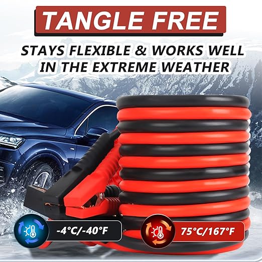 iMeshbean 2/0 Gauge Jumper Cables 30FT 5000A, Heavy Duty Jumper Cable for Car Van Truck, Automotive Booster Cables for Jump Starting Dead & Weak Batteries