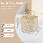 Storage Basket Boho Fabric Large Collapsible Floral Laundry Nursery Hamper Portable Folding Storage for Clothes Toys (Yellow 