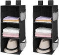 MAX Houser 3-Shelf Hanging Closet Organizers, Collapsible Closet Hanging Shelves for Camper, Nursery Hanging Organizers, Blac