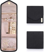 BAGSMART Travel Jewelry Organizer Case Foldable Jewelry Roll for Journey Rings, Necklaces, Earrings, Bracelets, Mini, Black