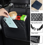 LXUNYI Car Seat Organizer,2 Pack Waterproof Pu Leather Backseat Car Organizer and Storage Bag Foldable Universal Hanging Car Seat Back Organizers for Kids & Adults Car Travel Accessories（Black）
