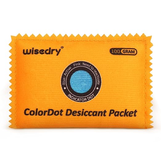 wisedry 100g Rechargeable Color-Indicating Desiccant Packs for Storage, Reusable Silica Gel Desiccant Packets, Moisture