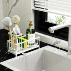 Cisily Sponge Holder for Kitchen Sink, Sink Caddy Organizer with High Brush Holder, Kitchen Countertop Organizers and Storage