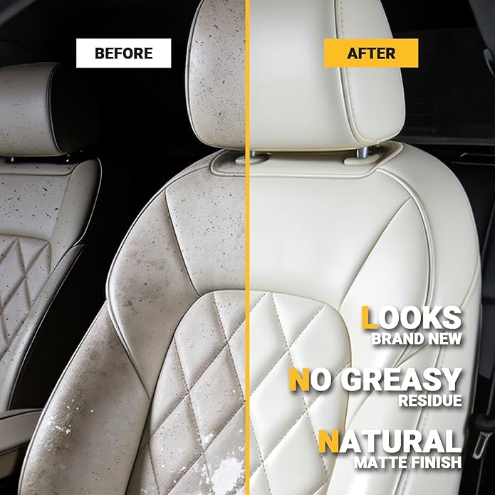 Car Leather Cleaner and Conditioner Kit, Leather Care Cleaning Kit with Horse Hair Cleaning Brush - Safe for Car Interiors, F