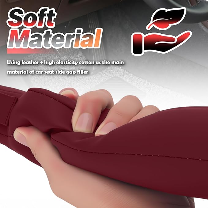 Aokdom 2026 2PCS Upgraded Car Seat Gap Filler with Fixing Ring,Elastic Car Gap Filler to Avoid Dropping Cell Phones/Keys,Essential Cars Gaps Seat Fillers Cars Accessories (Burgundy)