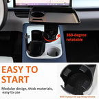 Car Large Cup Holder Expander, 3-in-1 Cupholder Extender with Swivel and Detachable Snack Food Tray Table for Eating, Travel 