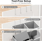 Over the Door Hanging Organizer - Hanging Closet Organizer and Storage with Large Pockets, Swing-proof Behind The Door Organi