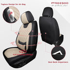 FREESOO Black Beige Car Seat Covers Full Set - Faux Nappa Leather Seat Covers for Cars, Luxury Breathable Waterproof Front Se