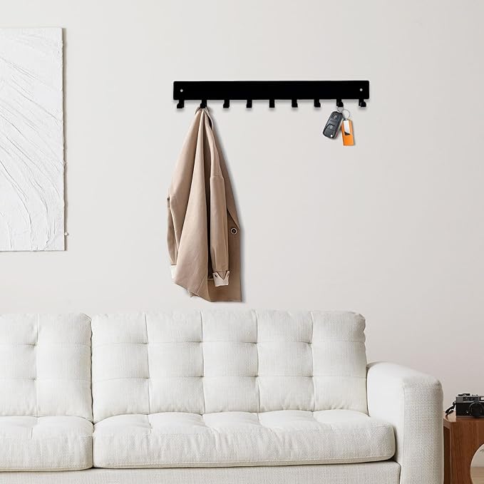 Key Holder Wall Mounted with 18 Hooks, Metal Key Organizer Rack, Black Key Hanger for Entryway, Kitchen, Living Room, Office,