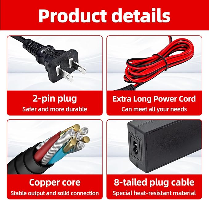 56W 14V AC/DC Adapter Charger Cable for NOCO Jump Starter Compatible with NOCO GB70 GB150 GB250+ GB251+ GB500 GB500+ Genius Boost Ultra Safe Lithium Jump Starter Battery 14V 56W Power Adapter Cord ﻿