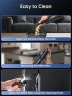 ruwa Car Vacuum Cleaner Handheld Vacuum Cordless, Rechargeable 14,000PA High-Power with 2 Speeds, 300ml Dust Cup, Lightweight