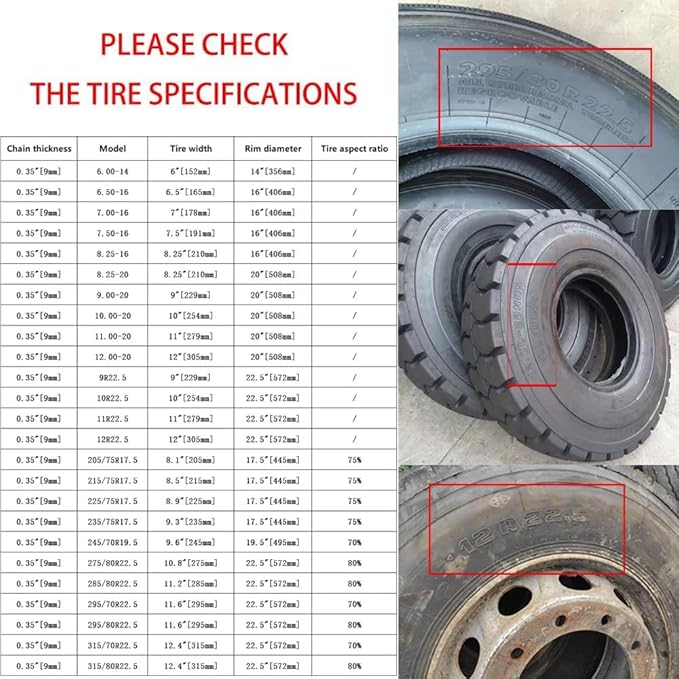 2pcs 9mm Snow Chains for Trucks & SUVs – Reinforced Anti-Skid Chains –Easy On and Off for Ice & Snow 12.00-20 9mm 275/80R22.5