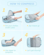 BAGSMART 6 Set /4 Set/2 Set Compression Packing Cubes for Travel, Lightweight Luggage Organizer Bags, Durable Space Saver Bag