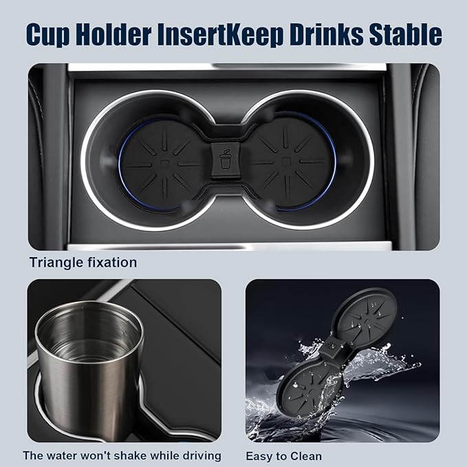10PCS Center Console Organizer Tray for 2024 2025 2026 Tesla Model 3 Accessories, Armrest Hidden Storage Box Cup Holder Charger Pad for Model 3 Highland