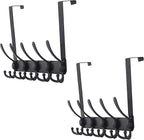 Dseap Over The Door Hook Hanger - Fits 1 3/8" to 1 3/4" Standard Doors | 5 Tri Hooks Heavy Duty Towel/Coat Rack | Door Organi