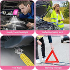 Roadside Emergency Car Kit for Vehicles, Pink Car First Aid Kit Emergency Kit with Jumper Cables, Car Safety Kits, Tow Strap,
