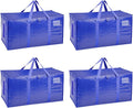 4 Pack-Extra Large Heavy Duty Moving Bags - Waterproof Storage Totes with Handles & Zippers, Foldable for College Dorm, Stora