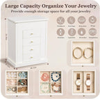 Emfogo Jewelry Boxes for Women, 5-Layer Large Leather Jewelry Organizer Box with Mirror and Drawers, Jewelry Storage for Neck