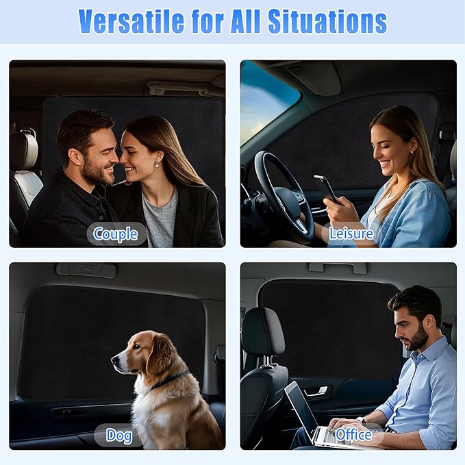 ZATOOTO Suede Car Window Shades 4PCS - Car Window Covers for Ultimate Privacy, UV Protection, and Heat Insulation, Side Window Sun Shade Perfect for Camping, Travel, Baby Safety, and Daily Use