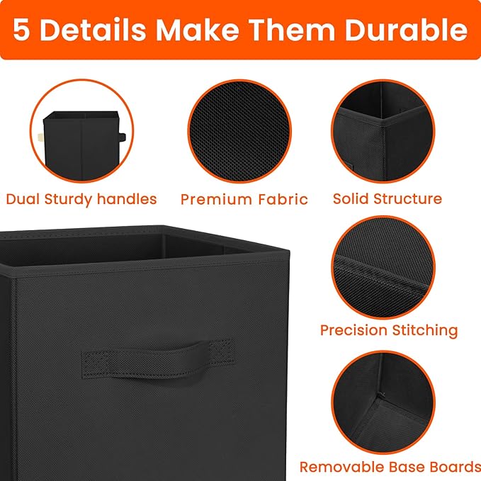 Criusia Storage Cubes, 11 Inch Clothes Storage Bins for Shelves Closet (10 Pack), Fabric Collapsible Storage Bins with Dual H