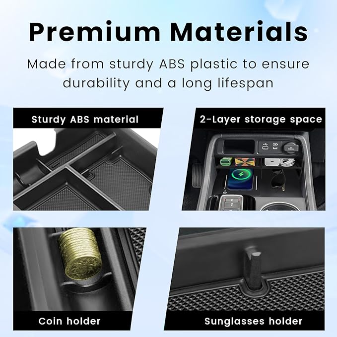 3PCS Center Console Organizer Compatible with 2023-2026 Honda Pilot 2026 Honda Passport Hidden Storage Tray Armrest Storage Tray Insert Divider Slot Box Secondary Interior Accessories