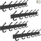 Matte Black Coat Rack Wall Mount – 17 Inch Stainless Steel Hook Rail with 6 Double Coat Hooks – Wall Mounted Entryway Organiz