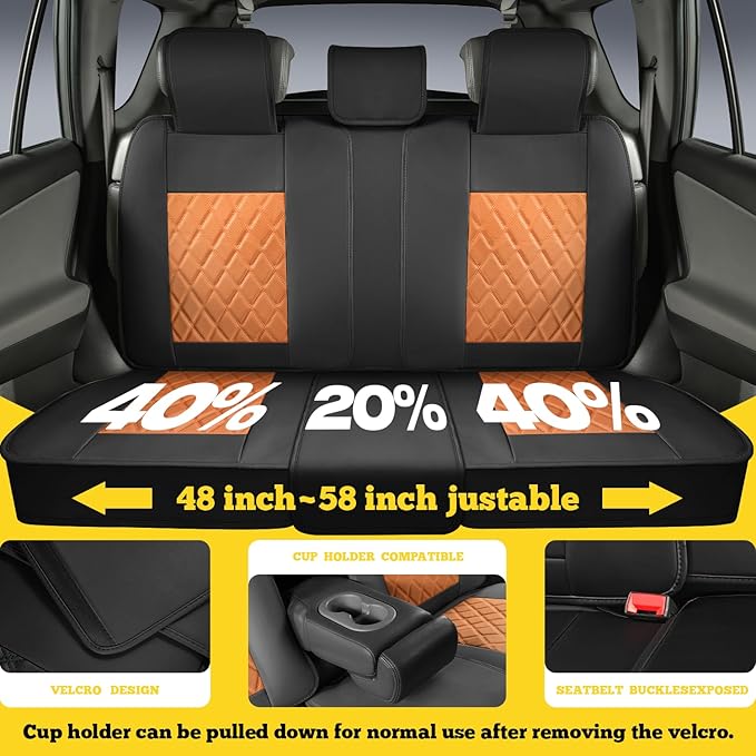 LINGVIDO Car Seat Covers Full Set (5 Seats) - Premium Perforated Nappa Leather, Waterproof Shield, Omni-Adapt Fit SUVs Sedans