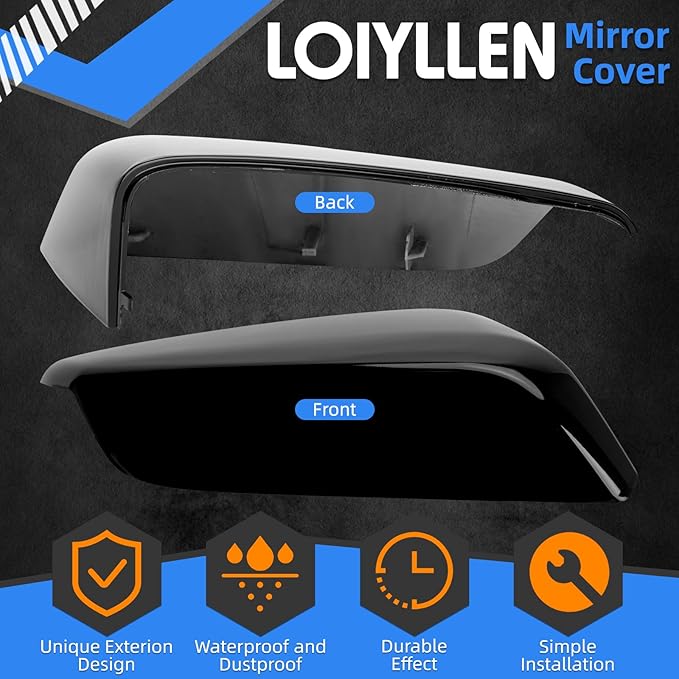 Passenger Side Mirror Cover Replacement for Chevrolet Chevy Malibu 2016 2017 2018 2019 2020 2021 2022 2023 2024 2025 - Right Side Mirror Covers, Rear View Mirrors Cap Accessories Black