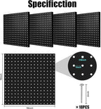 Pegboard, 4 PCS 16”×16” Large Heavy Duty Metal Pegboard Panels with Frame Black Peg Board Display Peg Boards for Walls, Displ