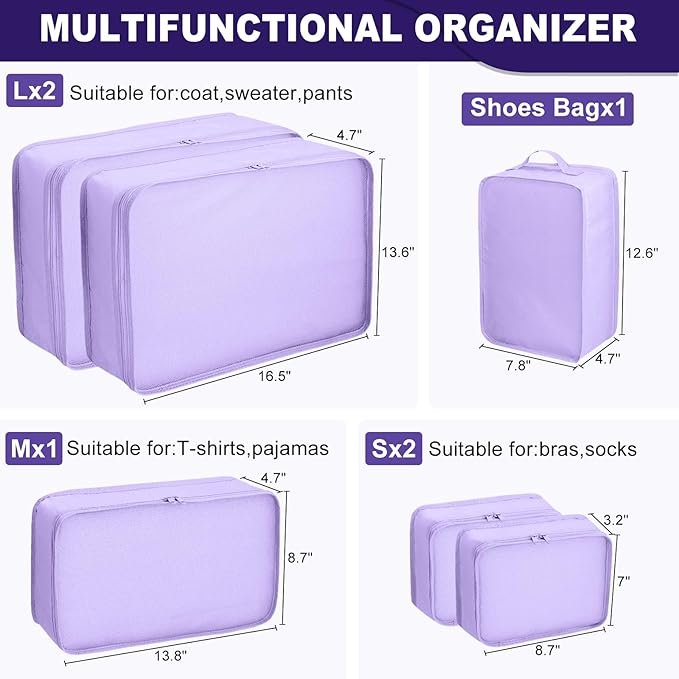 Packing cubes for Travel Luggage Organizer Bags 6 Set Packing Cubes for Suitcases Travel Essentials for Carry on Mesh Suitcas