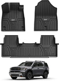 3W Floor Mats for Honda Passport 2026, All Weather TPE Custom Fit Passport Floor Liner 1st & 2nd Row, Cover Protector for 2026 Honda Passport Accessories, Black