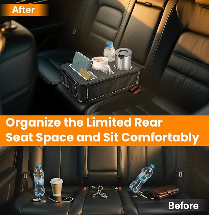 Car Cup Holder, Back Seat Cup Holder for Car, Truck Bed Organizer Boat Couch Bottle Holder Tray Expander Automotive Rear Seat