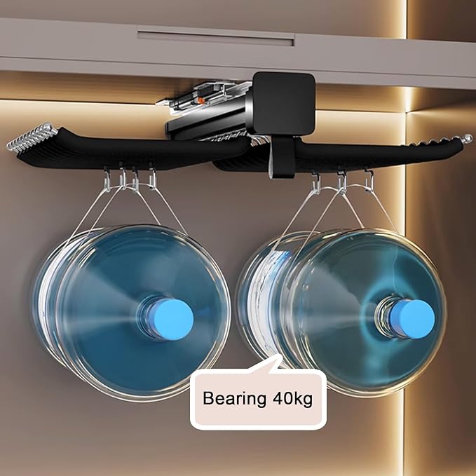 Pull-Out Closet Valet Rod, Bearing 40kg Retractable Clothes Coat Hanger, Aluminum Alloy Adjustable Closet Rod, Damping Buffer