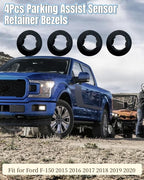 Rear Inner and Outer Parking Assist Sensor Retainer Bezels Fit for Ford F-150 F150 2015 2016 2017 2018 2019 2020, 4Pcs
