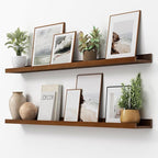 Picture Ledge Shelf, Floating Shelves Set of 2, Solid Ash Wood 56'' Long Large Nursery Book Shelves for Toys Storage, Kids Bo