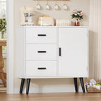 Iwell Storage Cabinet with 3 Drawers, Sideboard Buffet Cabinet with Adjustable Shelf, Freestanding Floor Storage Unit for Liv