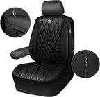 CAR PASS 5 Seats Piping Luxury Faux Leather Seat Covers Full Set, Anti-Slip Waterproof Seat Covers Compatible with Front Armr
