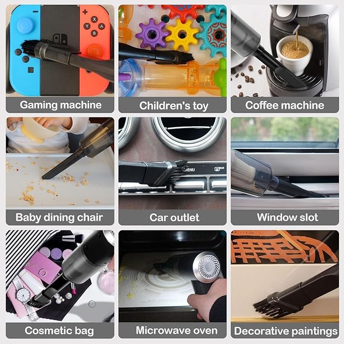 Mini Vacuum Cleaner for,2 in 1 Keyboard Vacuum Cleaner Wireless Handheld,Car Vacuum with Brushless Motor High Power 120W Rech