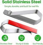 12-Pack Stainless Steel Clips with 3M Adhesive – Sun Visor Mounting Kit for Photo Frames (Not Included), Strong Hold Clips for Car Visor Organizer, Photo Wall, Home Office Decoration