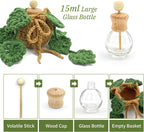 Crochet Car Air Freshener, 15ml Empty Refillable Oil Diffuser Bottle with Hanging Crochet Plant for Car Rearview Mirror Decor