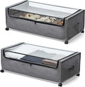 Under Bed Storage with Wheels, Rolling Under bed Storage with Metal Frame, Under Bed Shoe Storage for Space Saving, Zippered 