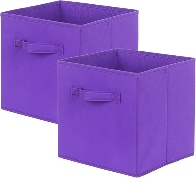 ShellKingdom Storage Bins, Foldable Fabric Storage Cubes And Cloth Storage Organizer Drawer For Closet And Toys, 2 Pack (Viol