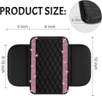 NBTEPEM Bling Car Center Console Cover, Leather Car Arm Rest Cover Cushion with 2 Storage Bags, Universal Automotive Armrest Protector Storage Box, Bling Accessories Interior for Most Vehicles (Pink)