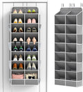 Yecaye 8 Tier Over the Door Shoe Organizer of Deep 16 Compartments, 50lbs Load Shoe Rack for Door in Oxford Holds 16-24 Pairs